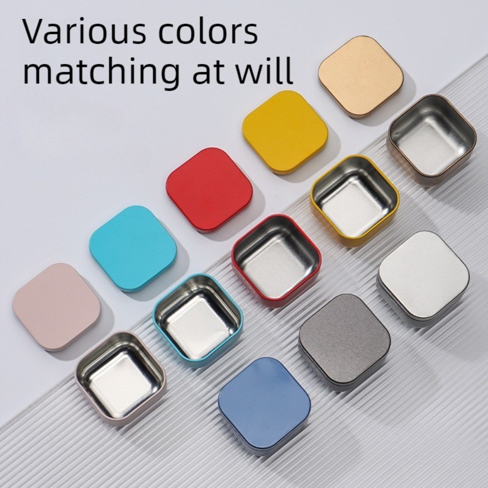 Tin Container Lid - 20個入り、50mlの空の正方形型キャンドルジャー。金属製の空の缶、箱型、キャンディポット。蓋付きで、家庭用収納容器として使用可能。ロゴのカスタマイズも可能。