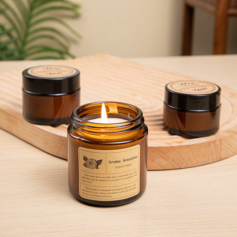 Candle Making Jug - ブラウンガラスカップアロマセラピーキャンドル無煙香りのワックスキャンドル家の装飾用誕生日バレンタインデークリスマスギフトガラス瓶