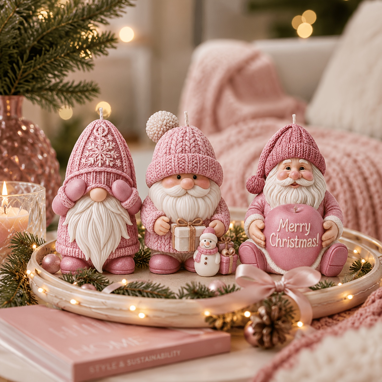 Candle Making Kits - クリスマスホリデーゴーニムシリコンキャンドルモールド、北欧サンタワックスキャスティングモールドDIY手作りアロマセラピーピラーキャンドルホームデコレーションギフト