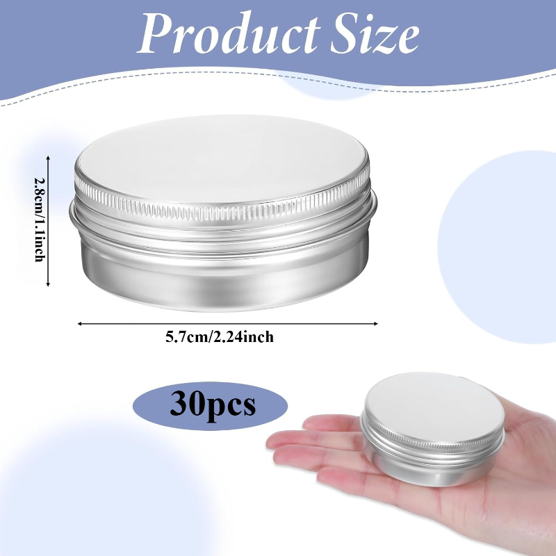 30個のスクリュートップラウンド缶2オンスアルミニウム容器缶 - Tin Container Lid のレビューと価格